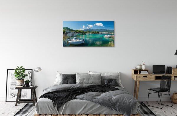 Obraz na plátne Grécko Marina mora hory 100x50 cm