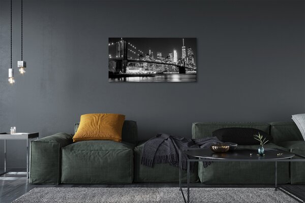Obraz na plátne Väčšina mrakodrapy v noci rieka 100x50 cm