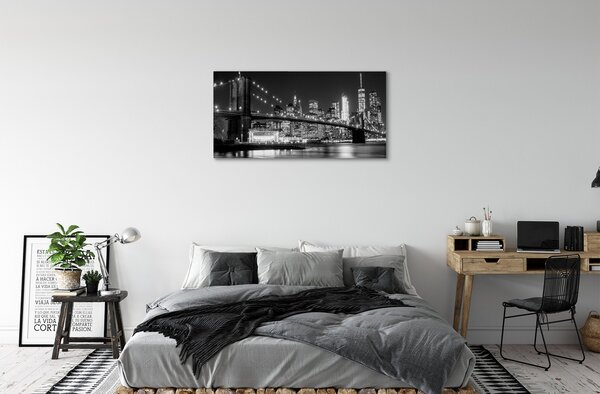 Obraz na plátne Väčšina mrakodrapy v noci rieka 100x50 cm