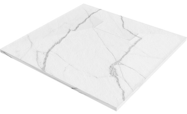 Mexen Hugo, štvorcová sprchová vanička, SMC, 70x70cm, imitácia kameňa – biela, 42157070