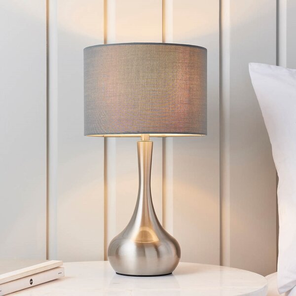Endon 61192 - Stmievačka stolná lampa PICCADILLY 1xE14/40W/230V matný chróm/šedá