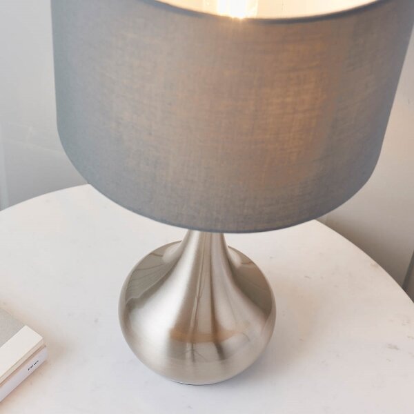 Endon 61192 - Stmievačka stolná lampa PICCADILLY 1xE14/40W/230V matný chróm/šedá