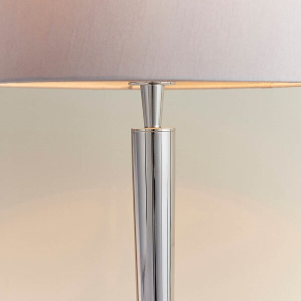 Endon 72175 - Stolná lampa SYON 1xE14/40W/230V s USB, lesklý chróm/béžová