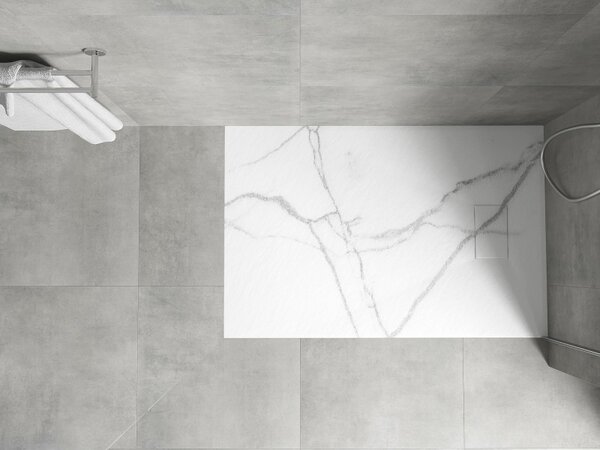 Mexen Hugo, obdĺžniková sprchová vanička, SMC, 80x70cm, imitácia kameňa – biela, 42157080