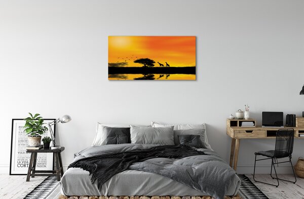 Obraz canvas Žirafy tree west lake 100x50 cm