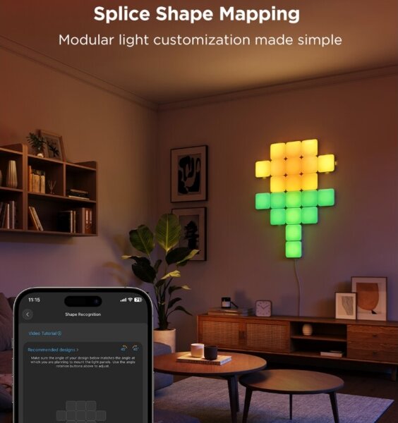 Govee - 10x mini RGBIC Wi-Fi panely, inteligentné ovládanie