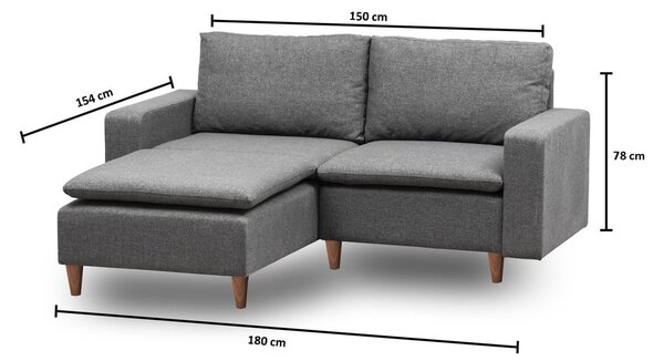 Sivá rohová pohovka (ľavý roh) Lungo – Balcab Home