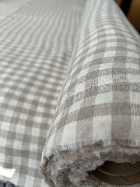 Tom Linen stolový behúň v prírodnej kárované farbe Velikost: 40x140