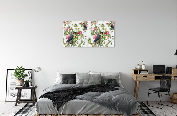 Obraz na plátne Vtáky na vetve 100x50 cm