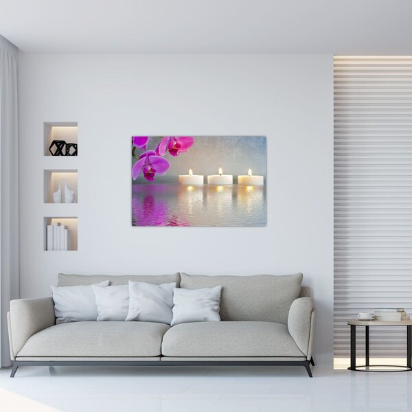Obraz sviečok na vode (90x60 cm)