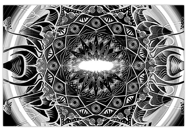 Obraz čiernobielych ornamentov (90x60 cm)
