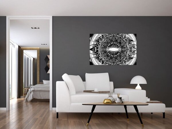 Obraz čiernobielych ornamentov (90x60 cm)