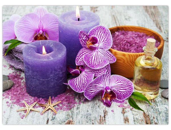 Obraz orchideí a sviečok (70x50 cm)