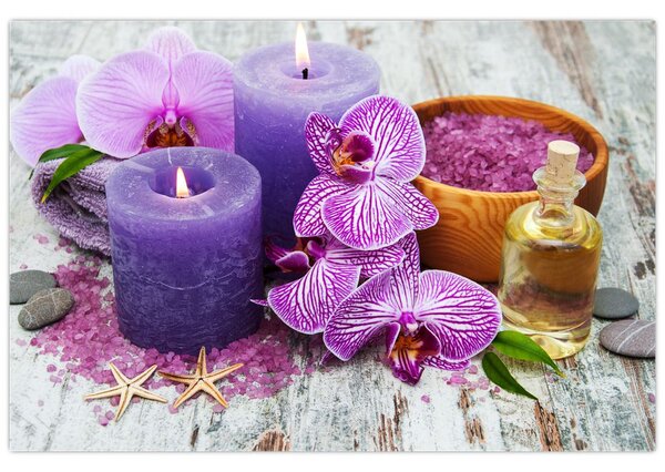 Obraz orchideí a sviečok (90x60 cm)