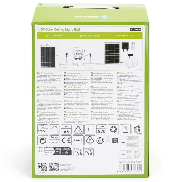 Aigostar - LED solárne svietidlo 2xLED/35W/12V 6000mAh 6500K pr.16,8cm
