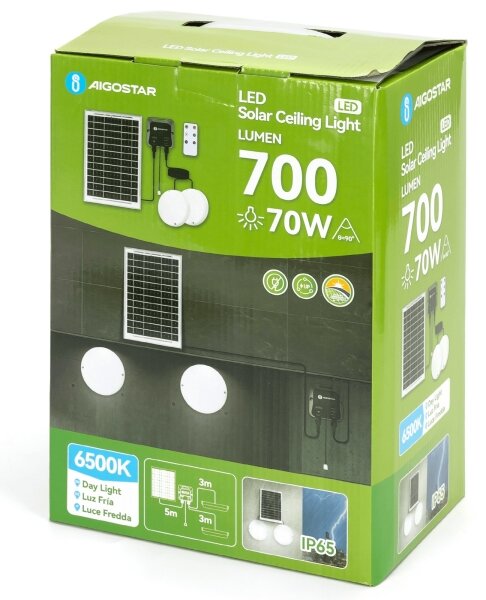 Aigostar - LED solárne svietidlo 2xLED/35W/12V 6000mAh 6500K pr.16,8cm