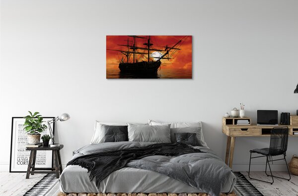 Obraz canvas Loď more neba mraky slnko 100x50 cm