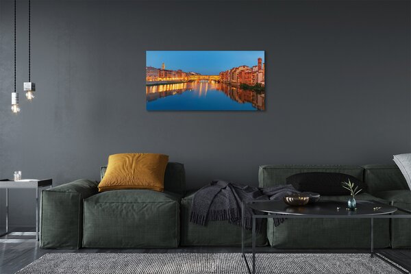 Obraz na plátne Italy River mosty budovy v noci 100x50 cm