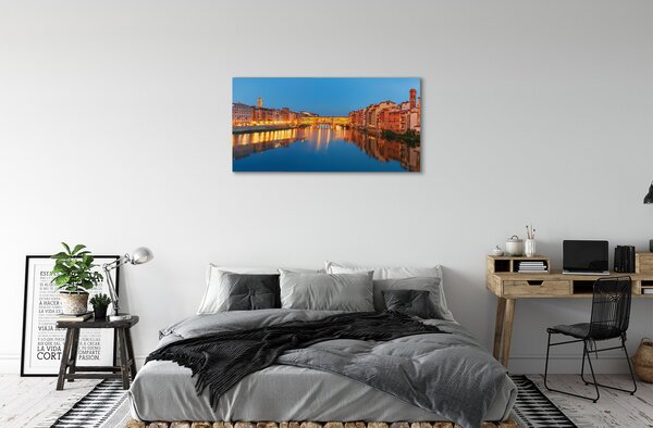 Obraz na plátne Italy River mosty budovy v noci 100x50 cm
