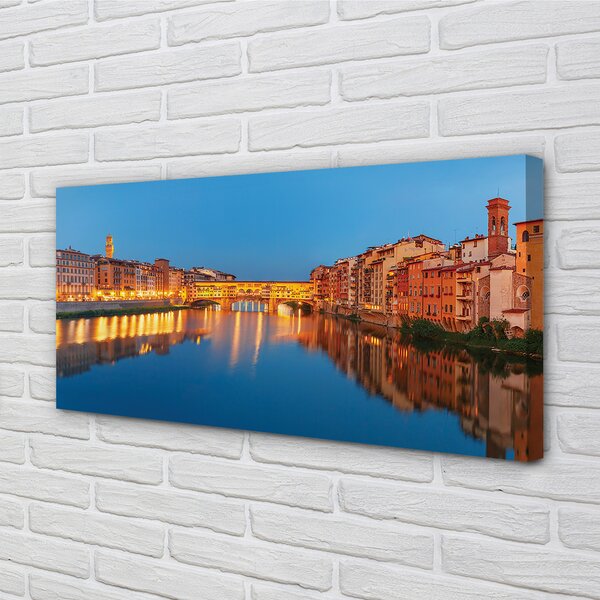 Obraz na plátne Italy River mosty budovy v noci 100x50 cm