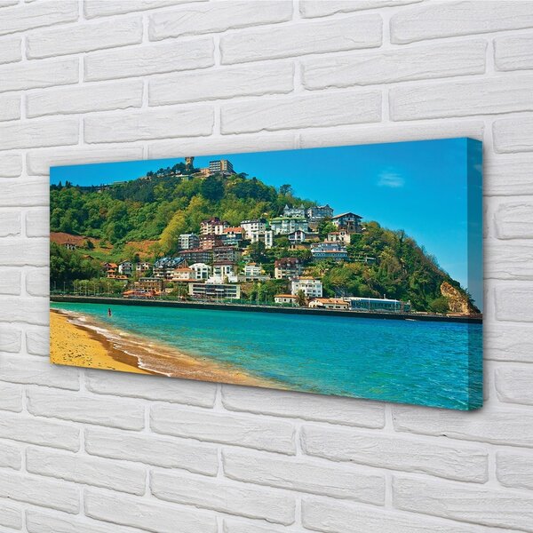 Obraz na plátne Španielsko pláž horské mestečko 100x50 cm
