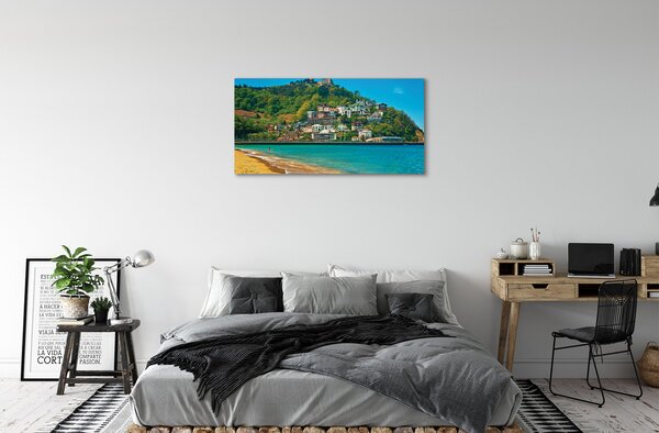 Obraz na plátne Španielsko pláž horské mestečko 100x50 cm