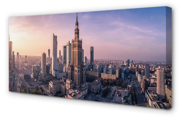 Obraz na plátne VARŠAVA Sunrise mrakodrapy panorámu 100x50 cm