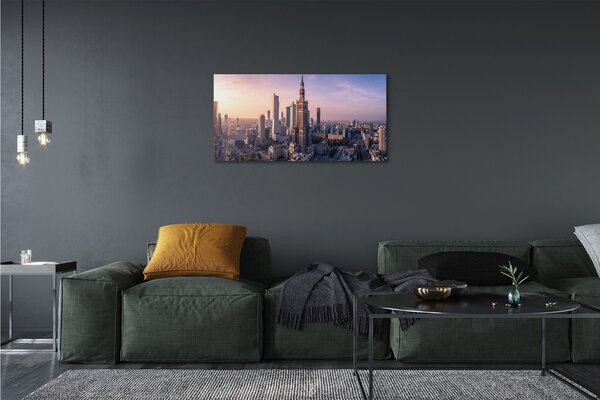 Obraz na plátne VARŠAVA Sunrise mrakodrapy panorámu 100x50 cm