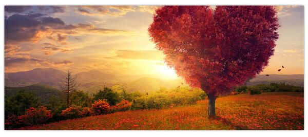 Obraz stromu v tvare srdca (120x50 cm)