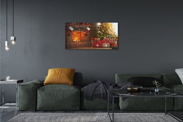 Obraz na plátne Krb Vianočné darčeky 100x50 cm