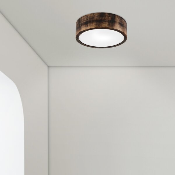 Stropné kúpeľňové svietidlo OAK SMOKY 2xE27/15W/230V IP54, pr. 27,5 cm, dub/hned