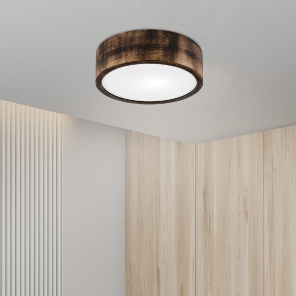 Stropné svietidlo OAK SMOKY 1xE27/15W/230V, pr. 27,5 cm, dub tmavohnedý