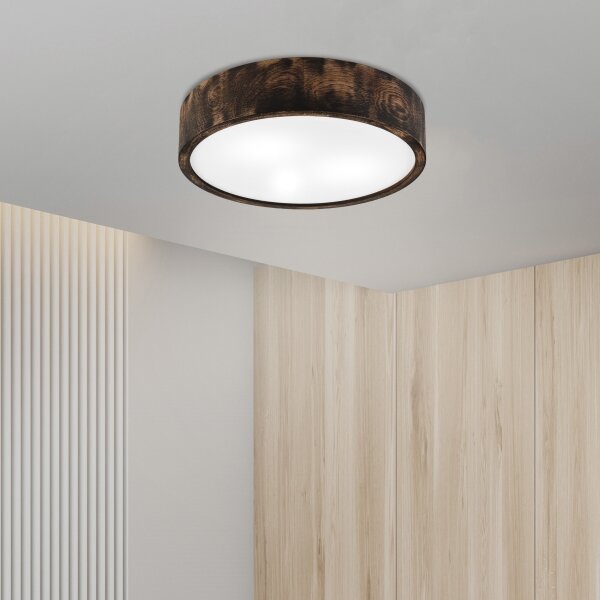Stropné kúpeľňové svietidlo OAK SMOKY 3xE27/15W/230V IP54, 37,5 cm, dub/hnedá