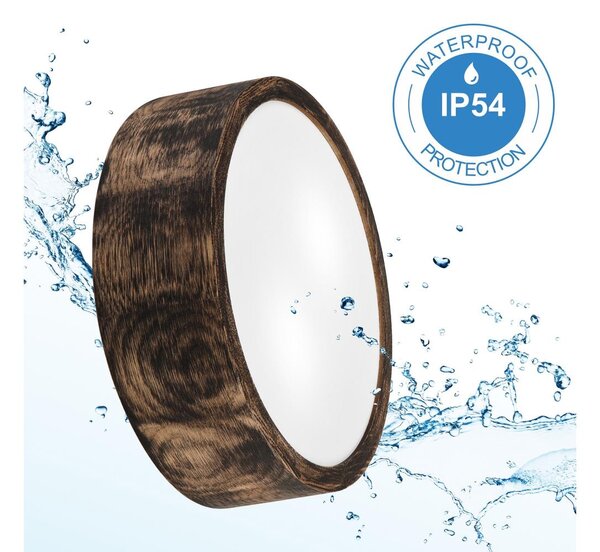 Stropné kúpeľňové svietidlo OAK SMOKY 2xE27/15W/230V IP54, pr. 27,5 cm, dub/hned