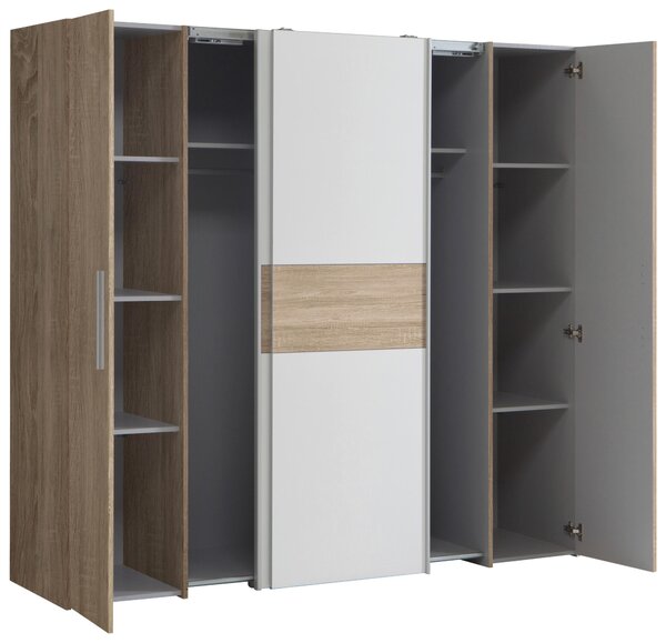 SKRIŇA S OTOČNÝMI DVERAMI, biela, dub sonoma, 200,1/190,5/61,6 cm Carryhome - Skrine