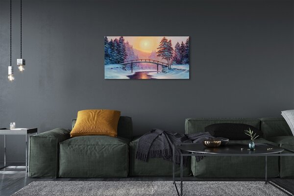 Obraz canvas Zimné stromy sneh na východ 100x50 cm