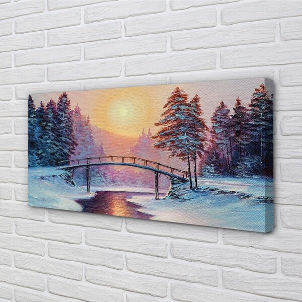 Obraz canvas Zimné stromy sneh na východ 100x50 cm