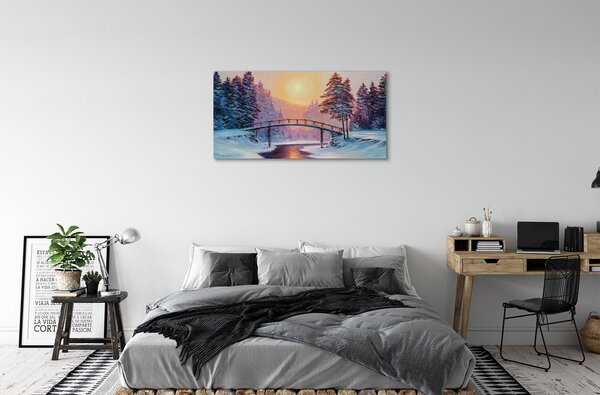 Obraz canvas Zimné stromy sneh na východ 100x50 cm
