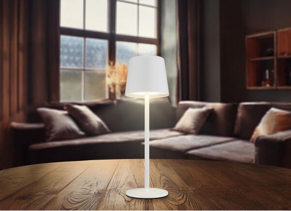 Globo 58482W-LED Stolná lampa VAN. 2W/5V 2200mAh IP44 biela, stmievateľná, nabíj