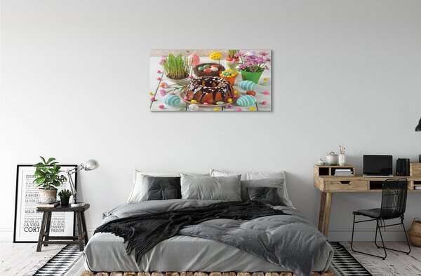 Obraz na plátne Vajíčko torta kvety 100x50 cm