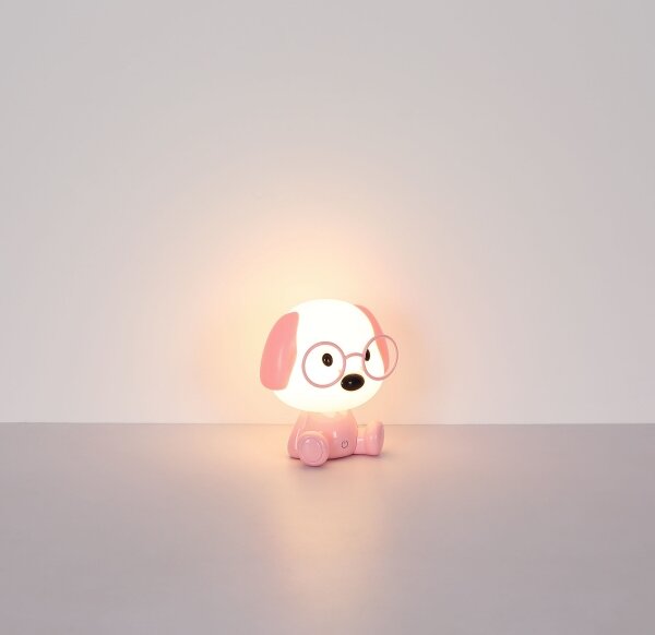 Globo 21761P - LED stmievateľná detská nočná lampa PUPPY 1W/5V 500 mAh ružová