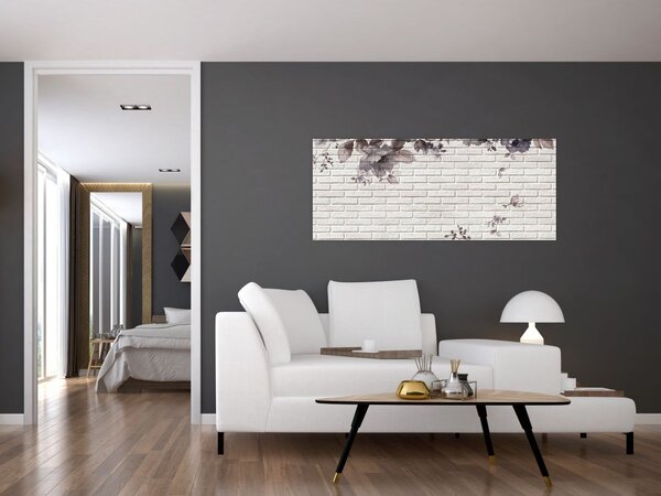 Obraz múru s kyticou (120x50 cm)