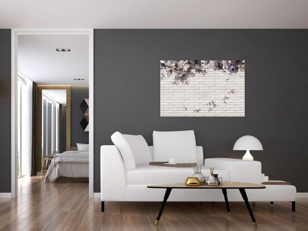 Obraz múru s kyticou (90x60 cm)