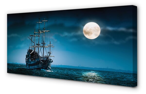 Obraz canvas Sea city mesiac loď 100x50 cm