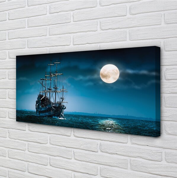 Obraz canvas Sea city mesiac loď 100x50 cm