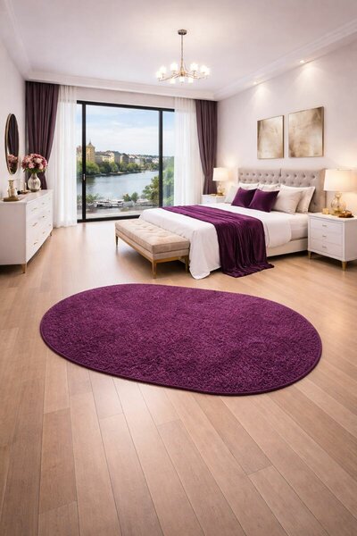 Vopi , Kusový koberec Eton fialový ovál, 57x120, fialová, obývacia izba