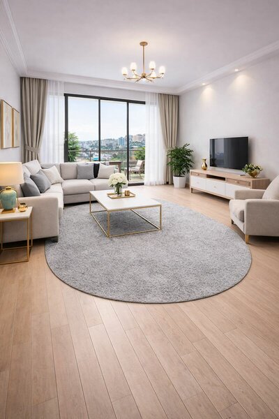 Vopi , Kusový koberec Eton šedý ovál, 57x120, šedá, chodba / predsieň