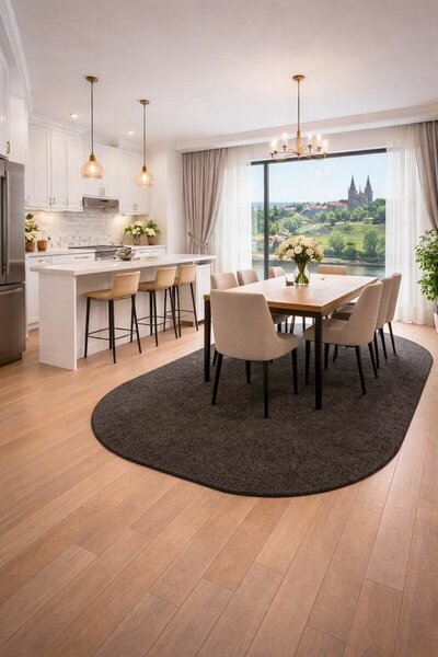 Vopi , Kusový koberec Eton čierny ovál, 57x120, čierna, chodba / predsieň