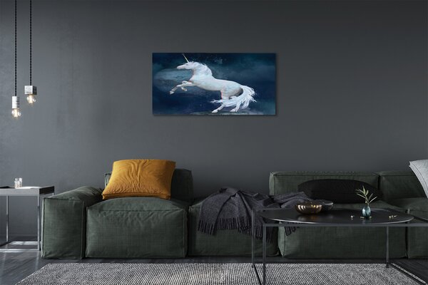 Obraz canvas Unicorn planét sky 100x50 cm