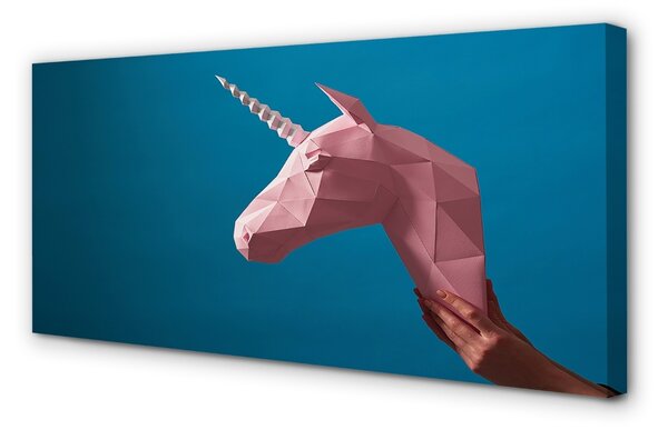 Obraz na plátne Ružový jednorožec origami 100x50 cm